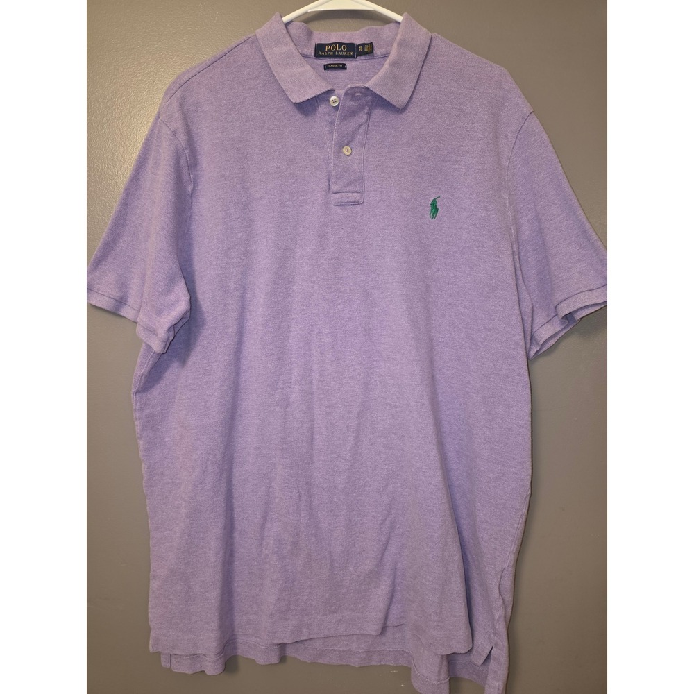 Polo Ralph Lauren Mens Classic Fit Polo Shirt Purple Heather Green Pony XL